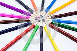 Circle of color pencils.