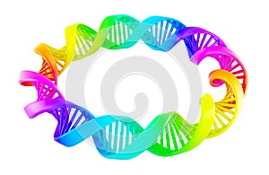 Circle from colored DNA spiral, 3D rendering