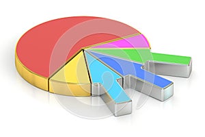 Circle colored and metallic pie chart