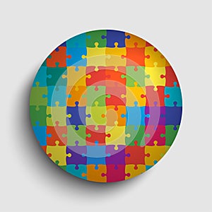 Circle colored pieces puzzle background or banner.