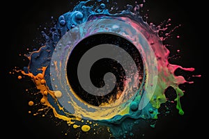 Circle with colorful liquid paints. Generative AI