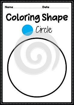 Circle coloring page for preschool, kindergarten & Montessori kids to practice visual art drawing and coloring activities