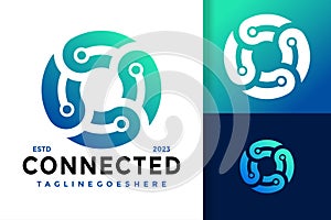 Circle Connected Technology Logo vector icon illustration