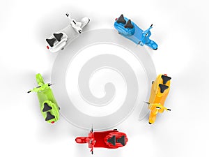 Circle of cool mopeds - top view