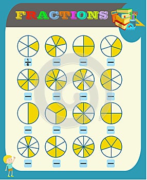 Circle the correct fraction, Mathematics, math worksheet for kids.Fractions Addition, Printable Fractions Worksheets for kids , fr