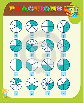 Circle the correct fraction, Mathematics, math worksheet for kids.Fractions Addition, Printable Fractions Worksheets for kids , fr photo