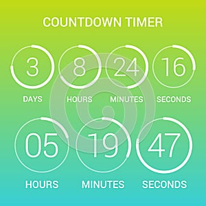 Circle countdown clock counter timer on gradient