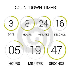 Circle countdown clock counter timer on white