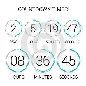 Circle countdown clock counter timer on white