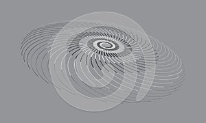 Circle with curved lines in spiral, perspective view. Abstract modern art lines background. Yin and Yang symbol