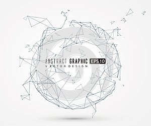 Circle cyberspace made of dots and lines, vector illustration