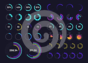 Circle dashboard UI. Round progress bar and download status application interface graphic element. Vector control panel