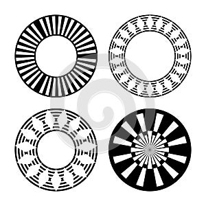 Circle Design Elements. Abstract Geometric Circular Patterns