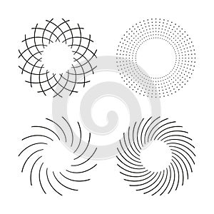 Circle Design Elements Set. Radial Geometric Circular Patterns
