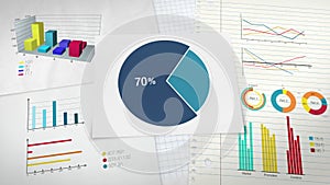 Circle diagram for presentation, Pie chart indicated 70 percent.