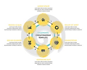 Circle Diagram Template - Six Elements