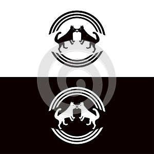 Circle dog animal vector logo design
