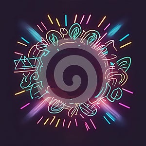 circle doodle icon neon light