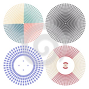 Circle from dots abstract background Set of multicolored pattern