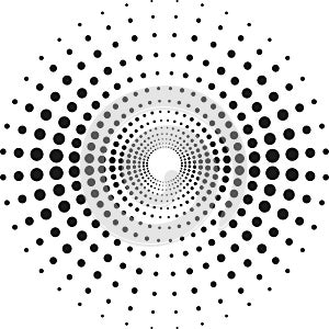 Circle with dots for Design Project. Halftone effect vector illustration.