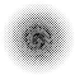 Circle with dots for Design Project. Halftone effect vector illustration. Colorful dots on white