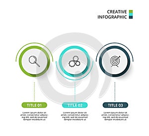 Circle elements of graph, diagram with 3 steps, options, parts or processes. Template for infographic, presentation