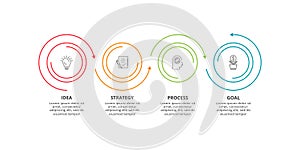 Circle elements of graph, diagram with 4 steps, options, parts or processes. Template for infographic, presentation