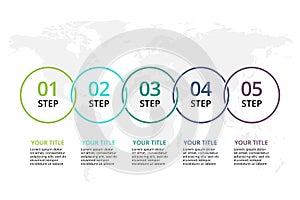 Circle elements of graph, diagram with 5 steps, options, parts or processes. Template for infographic, presentation.