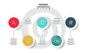 Circle elements of graph, diagram with 5 steps, options, parts or processes. Template for infographic, presentation