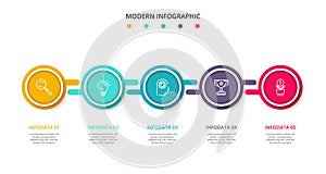 Circle elements of graph, diagram with 5 steps, options, parts or processes. Template for infographic, presentation