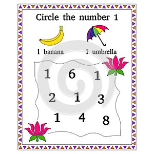 Circle every number One Childrens Exercise