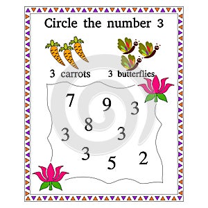 Circle every number Three Childrens Exercise