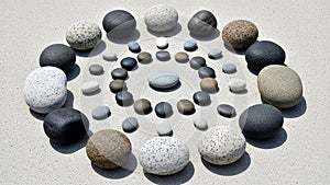 Circle features larger stones while the inner circles consist