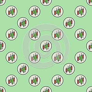 Circle with Financial Graph vector colored seamless pattern