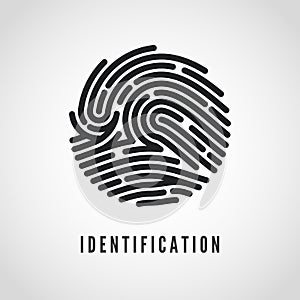 Circle Fingerprint icon design for application. Finger print flat scan. Vector illustration isolated on white background