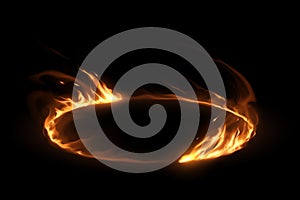 Circle fire flames effect on black background