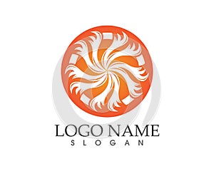 Circle fire icon logo design vector illustratiion