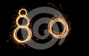 Circle of fire over black background