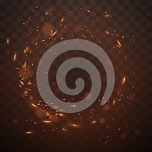 Circle fire sparks on transparent background