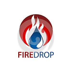 Circle fire water drop logo concept design. Symbol graphic template element