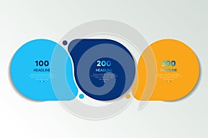 Circle first, second and third diagram, scheme, chart. 3 template for presentation. 3 steps options, elements, ingographic