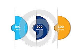 Circle first, second and third diagram, scheme, chart. 3 template for presentation. 3 steps options, elements, ingographic