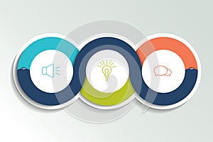 Circle first, second and third diagram, scheme, chart. 3 template for presentation.