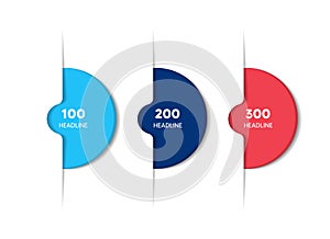 Circle first, second and third diagram, scheme, chart. 3 template for presentation. 3 steps options, elements, ingographic