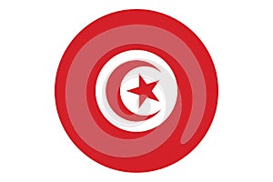 Circle flag vector of Tunisia on white background