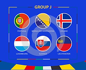 Circle flags of Group J. Participants of qualifying European football tournament 2024 photo