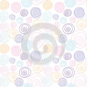 Circle flora line draw soft pastel pattern seamless design