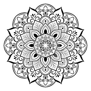 Circle flower of mandala with vintage floral style, Vector mandala Oriental pattern, Hand drawn decorative element. Unique design