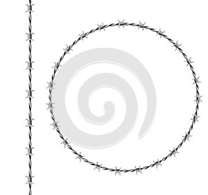 Circle frame and border from steel barbwire