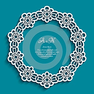 Circle frame with cutout lace border pattern